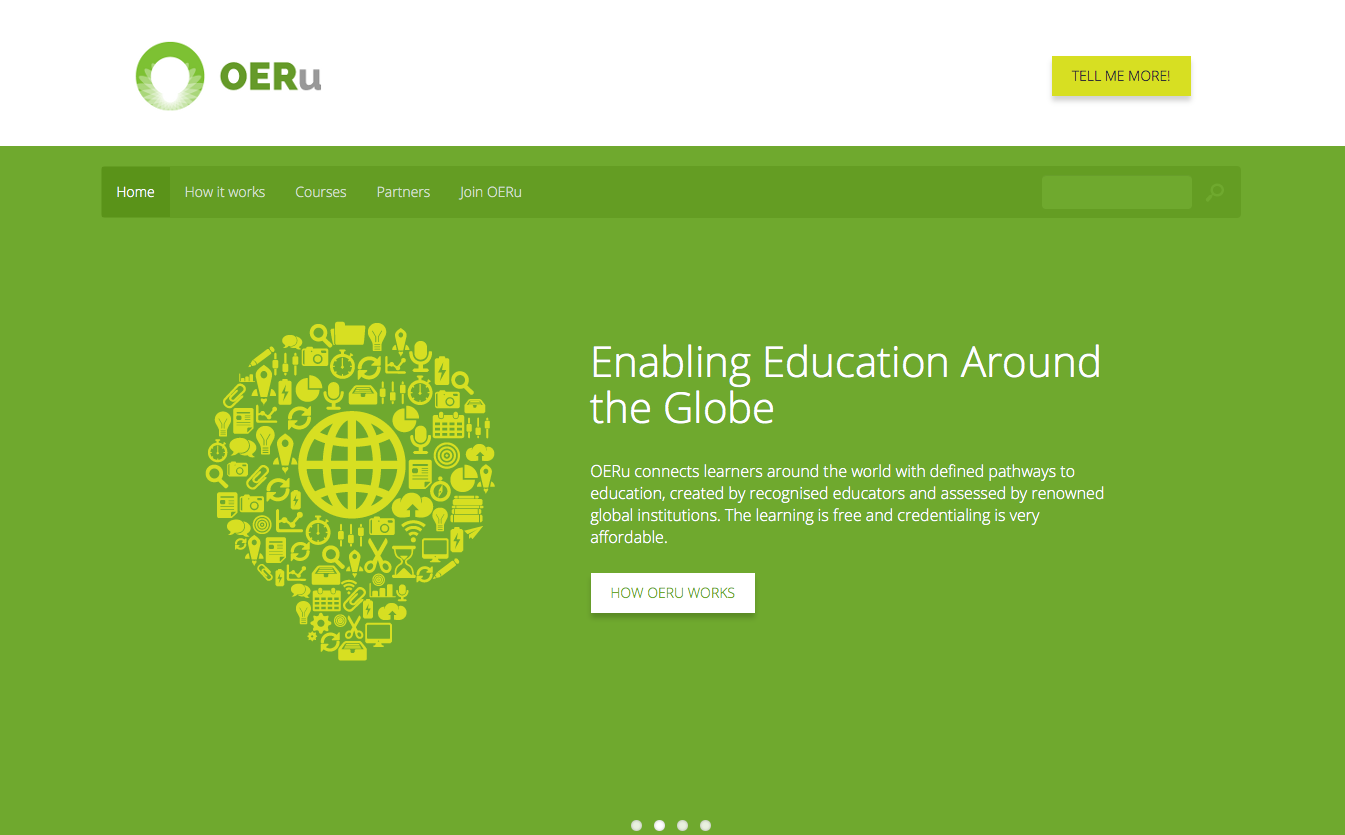 Image of OERu homepage 