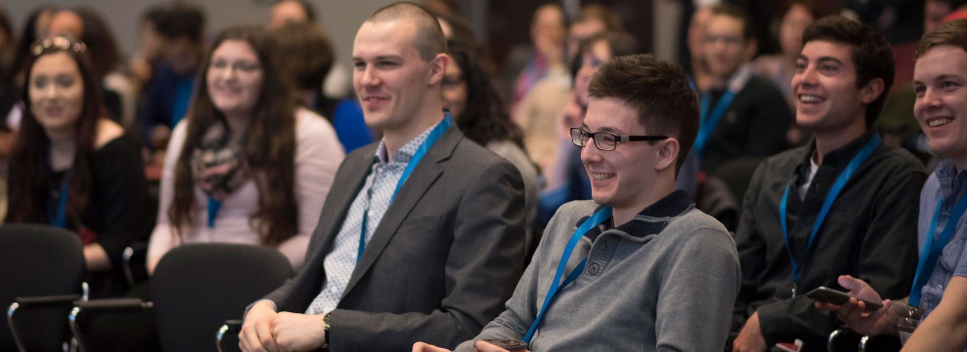 a group of students in the audience at the launch of the Student Experience Design Lab